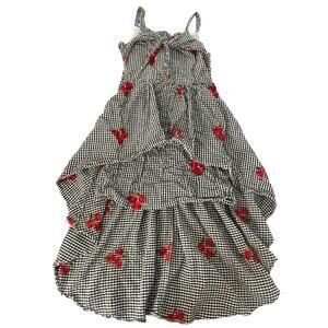 Rare Editions Girls Plaid Checkered Floral Ruffled Maxi Dress Youth Size 14